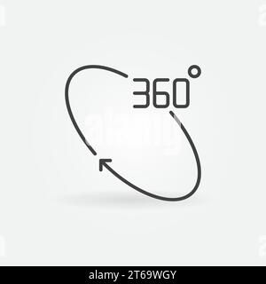 Vector 360 degree rotation outline concept icon or design element Stock Vector