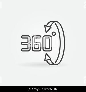 Vector 360 degrees linear icon. Rotation concept outline symbol Stock Vector