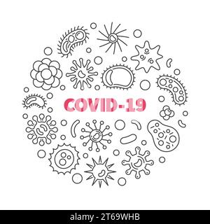 Vector COVID-19 round concept Novel Coronavirus illustration in thin line style Stock Vector