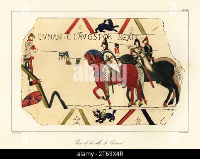 A scene from the Bayeux Tapestry depicting William the Conqueror ...