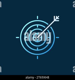 Target vector linear colorful icon or symbol on dark background Stock Vector