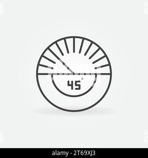 45 degrees vector concept simple icon or symbol in outline style Stock Vector