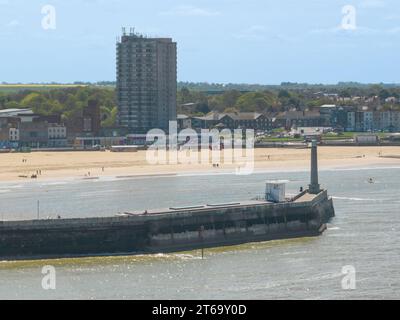 A scenic view of Margate Harbour arm, looking towards the beach Stock Photo