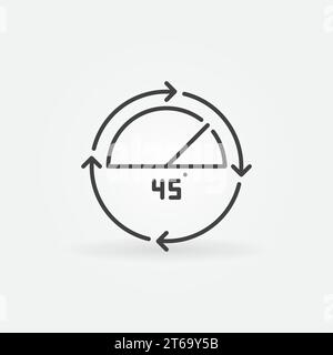 45 degrees angle outline icon - vector concept linear sign Stock Vector