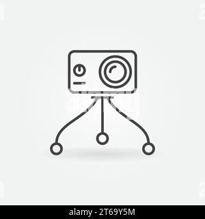 Camera on Tripod vector outline concept icon or design element Stock Vector
