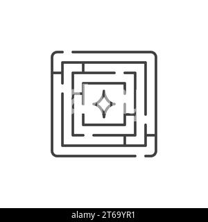 Labyrinth vector minimal linear icon. Maze concept symbol or logo in outline style Stock Vector