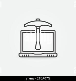 Data Mining using Laptop vector concept line icon or symbol Stock Vector