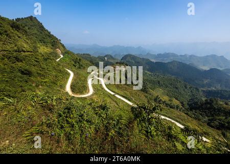 Villages and Farms at the Ha Giang Loop in North Vietnam Stock Photo