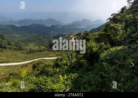 Villages and Farms at the Ha Giang Loop in North Vietnam Stock Photo