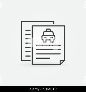 Taxi Documents or Papers vector concept outline icon or symbol Stock Vector
