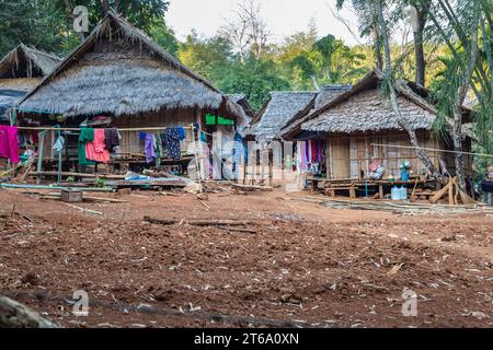 Residences of the Akha tribe area of the Union of Hill Tribe Villages outside of Chiang Rai in the Nanglae District of Thailand Stock Photo