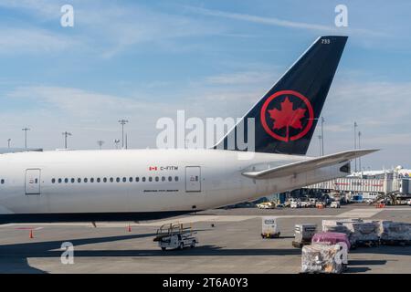Vancouver, Canada - Oct 9, 2023 : Air Canada Boeing 777-300ER (77W) aircraft airplane parked at the airport Stock Photo