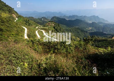 Villages and Farms at the Ha Giang Loop in North Vietnam Stock Photo