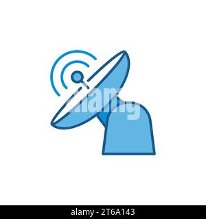 Radar or Satellite Antenna vector concept blue icon or symbol Stock Vector