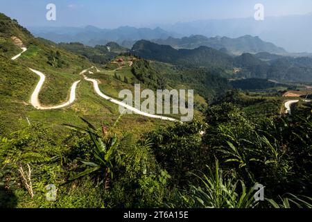 Villages and Farms at the Ha Giang Loop in North Vietnam Stock Photo