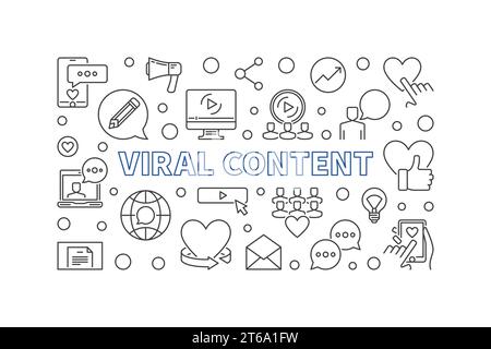 Viral Content vector creative concept outline horizontal illustration Stock Vector