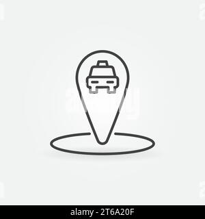 Taxi Map Pointer or Pin vector concept icon in thin line style Stock Vector