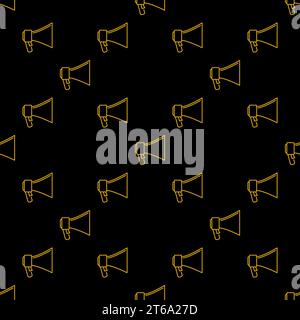 Electric Megaphone vector seamless pattern with dark background Stock Vector