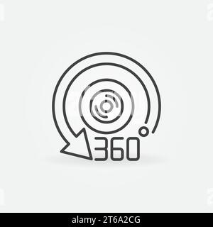 360 camera outline icon - vector 360-degree device concept thin line symbol Stock Vector