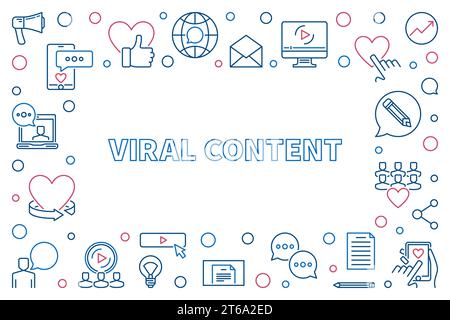 Viral Content vector creative concept outline horizontal frame or illustration Stock Vector