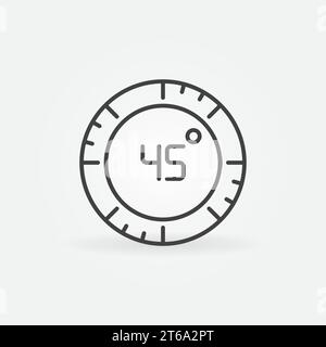 45 degree vector concept circular icon or symbol in outline style Stock Vector