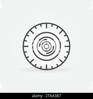 360 degree video camera outline vector round concept icon or design element Stock Vector