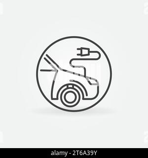 Car with Charging Plug vector concept round icon or sign in outline style Stock Vector