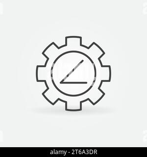 45 degrees angle in gear outline icon - vector concept linear symbol Stock Vector