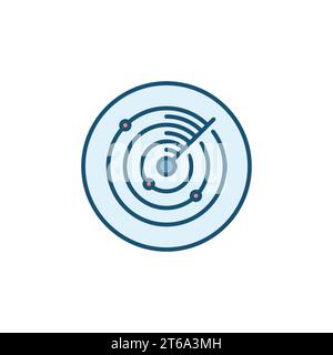 Radar or Radio Waves Detection System vector round concept colored icon or symbol Stock Vector