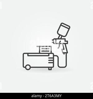 Spray Gun with Air Compressor vector concept icon or symbol in thin line style Stock Vector