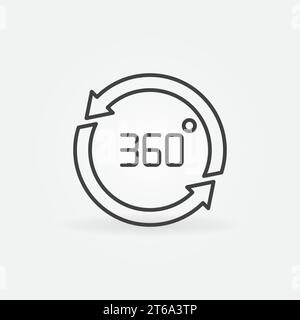 360 degree arrows vector outline concept icon or design element Stock Vector