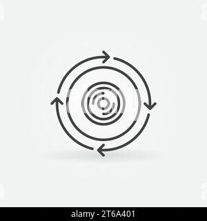 360 camera with arrows vector concept outline icon or symbol Stock Vector