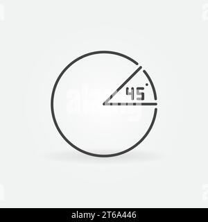 45 degree angle in circle vector concept minimal outline icon or symbol Stock Vector