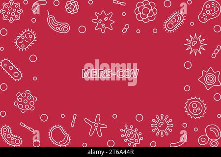 MERS-CoV Virus vector concept simple linear illustration with red background Stock Vector