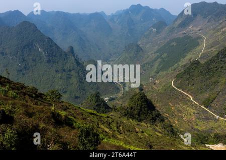 Villages and Farms at the Ha Giang Loop in North Vietnam Stock Photo