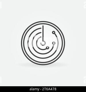 Radar or Radiolocation vector thin line concept round icon or design element Stock Vector