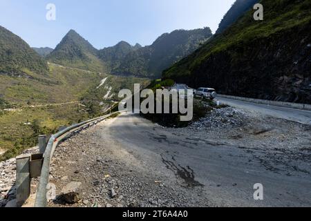 Villages and Farms at the Ha Giang Loop in North Vietnam Stock Photo