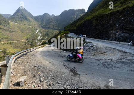 Villages and Farms at the Ha Giang Loop in North Vietnam Stock Photo