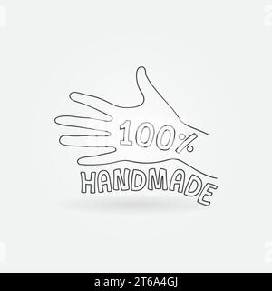 100 Percent Handmade vector concept label or symbol. 100 Hand Made icon Stock Vector