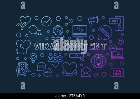 Viral Content vector modern concept linear horizontal banner or illustration Stock Vector