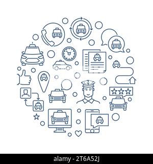 Taxi vector concept outline round simple illustration Stock Vector