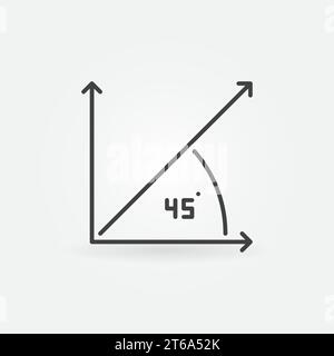 Vector 45-degrees concept minimal icon or logo element in thin line style Stock Vector