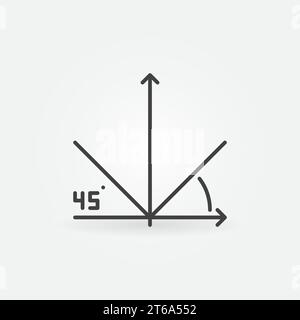 Vector 45 degree concept minimal icon or symbol in outline style Stock Vector