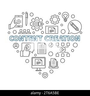 Content Creation vector concept outline heart illustration Stock Vector