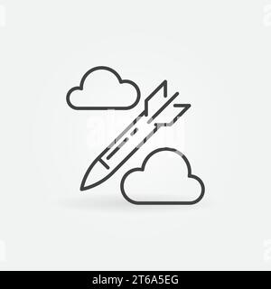Missile in sky vector concept thin line icon or sign Stock Vector