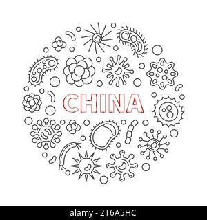 China Virus or Coronavirus vector concept outline round illustration Stock Vector
