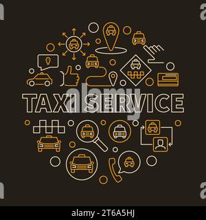 Taxi Service vector concept round creative linear illustration Stock Vector