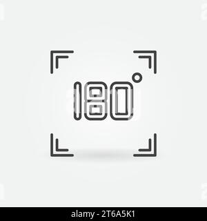 180 degrees in square outline icon - vector angle concept line symbol Stock Vector