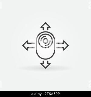 360 camera with arrows vector outline concept icon or symbol Stock Vector