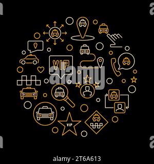 VIP Taxi vector concept round creative linear illustration Stock Vector
